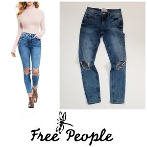 Free People high waist Busted knee skinny jeans